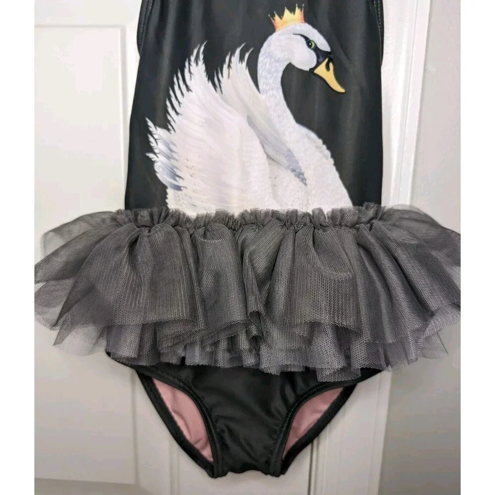 Adorable Swimsuit Rock Your Baby Black Swan Lake W/ Gray Tutu Size 18-24 Months